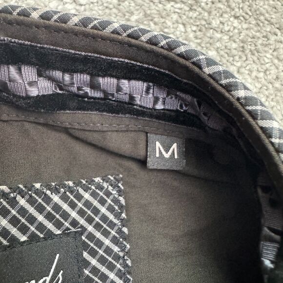 7 Diamonds Button Down Shirt Men Medium Black Long Sleeve Plaid Flip Cuff Casual - Picture 8 of 16